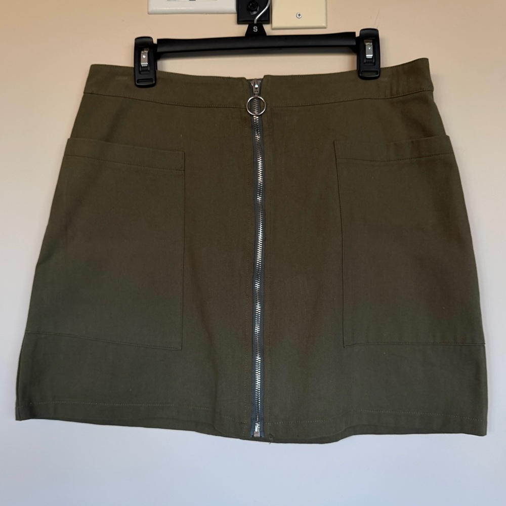 Dry Goods Fashion on Earth Olive Zip-Up Mini Skirt